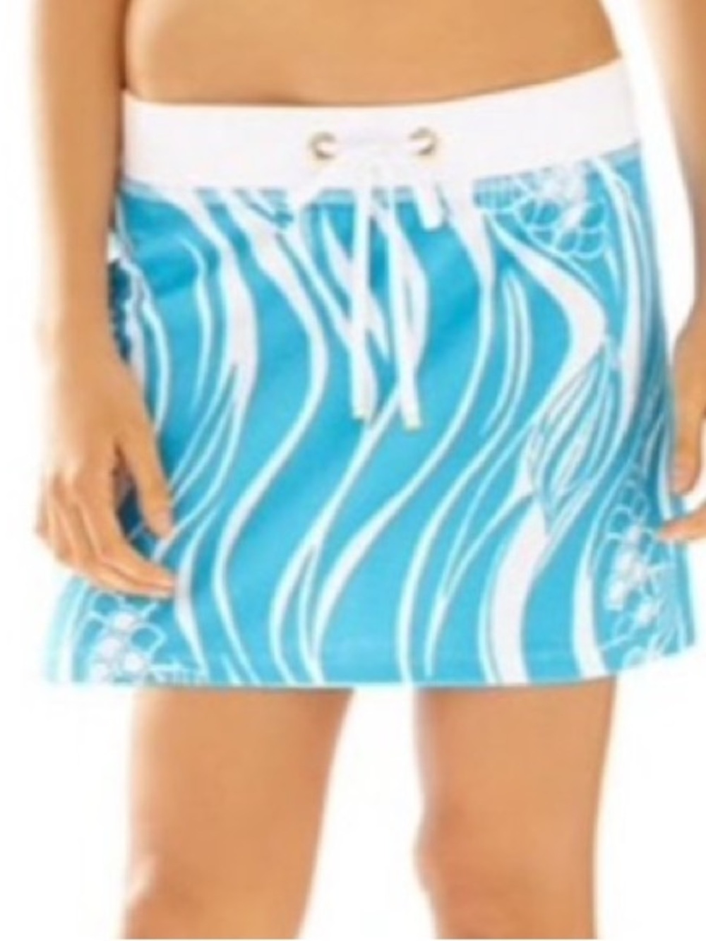 Lilly Pulitzer Riptide Blue & White Koi Fish Print Terry Cloth Mini Skirt Size M